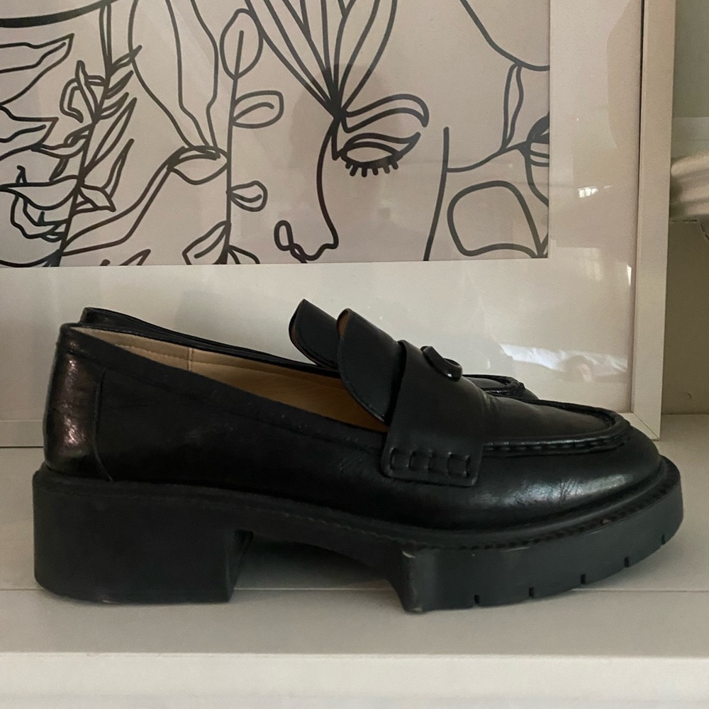 COACH LEAH LOAFER WOMENS SIZE 8.5 BLACK LEATHER - Picture 4 of 11